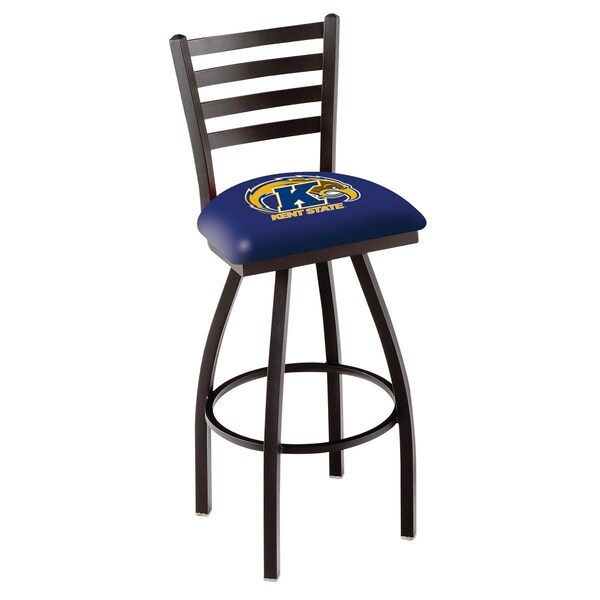 25" Blk Wrinkle Kent State Swivel Bar Stool, Ladder Back