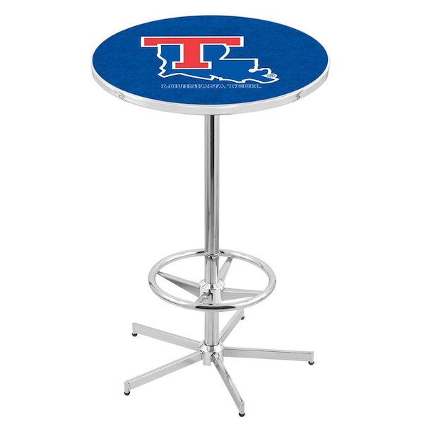 42" Chrome Louisiana Tech Pub Table, 36" dia. Top