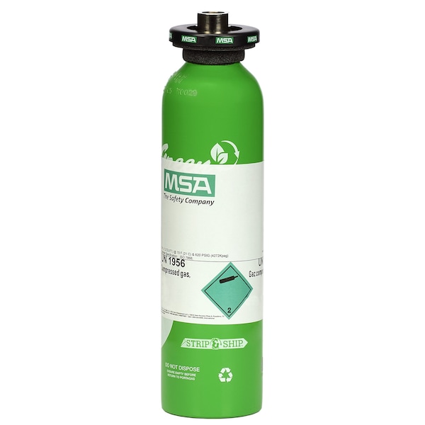 Calibration Cylinder, Gas, 34 L, (CH4)-1.45%, (O2)-15%, (CO)-60 PPM, (H2S)-20 PPM, Aluminum