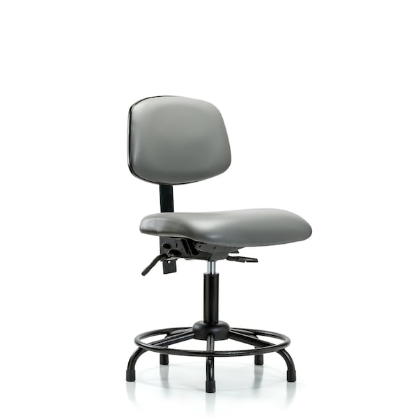 Vinyl Chair, Desk, Round Tube Base, Tilt, Glides, Sterling