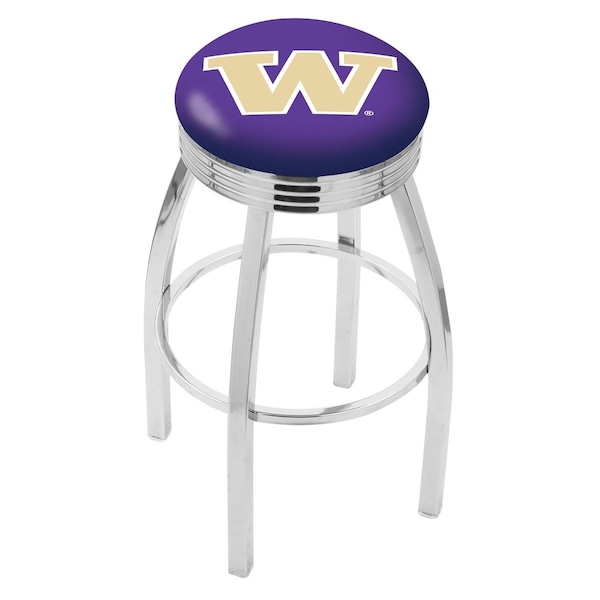 25" Chrome Washington Swivel Bar Stool, Accent Ring