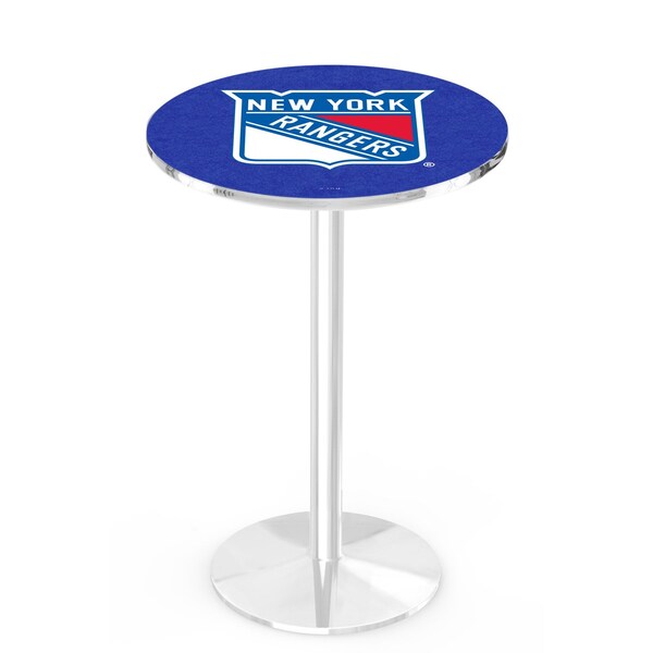 42" Chrome New York Rangers Pub Table, 36" dia. Top