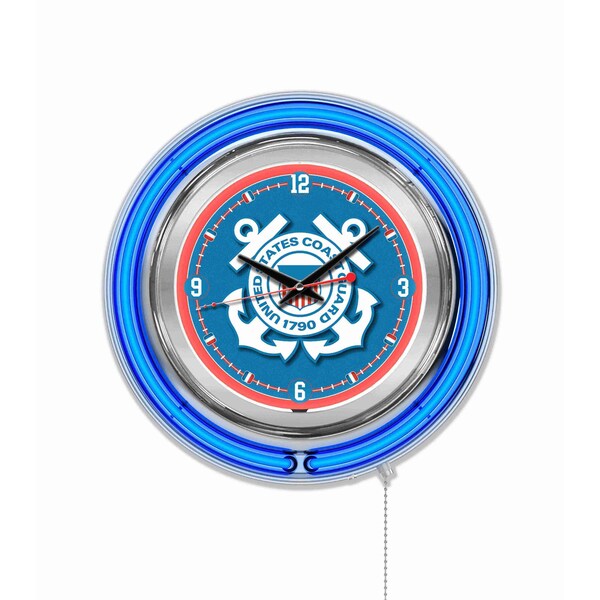 United States Coast Guard Double Neon 15" Clock