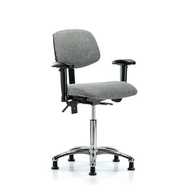 Medium Bench Chair Chair, Fab, Med Ben, Chr Tilt AA Glides, Gry, Adjustable Arms, 22" to 29" Height