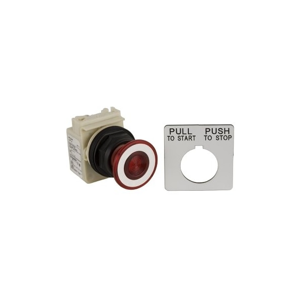 30mm push button, Type SK, red nonilluminated mushroom maintained push pull, 6A inductive at 120VAC, 2NC/1NO, NEMA 4, 4X