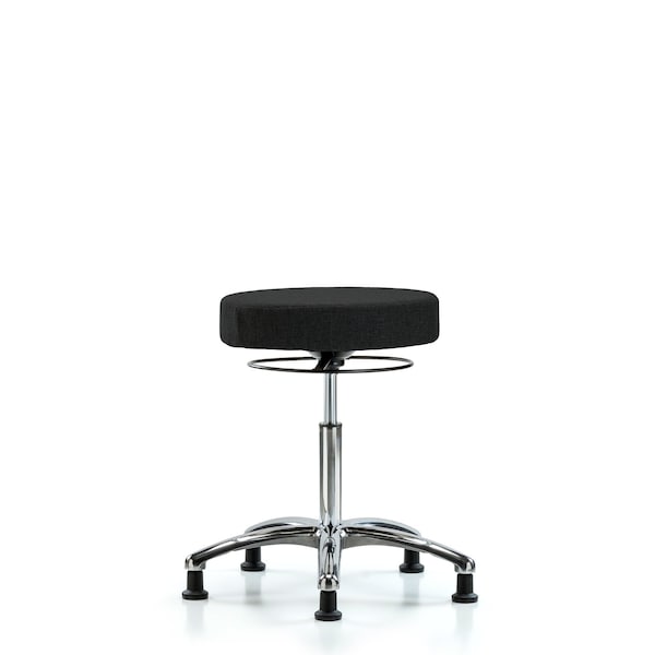 Bench Stool, Med, Fabric, Chrome, Glides Blk