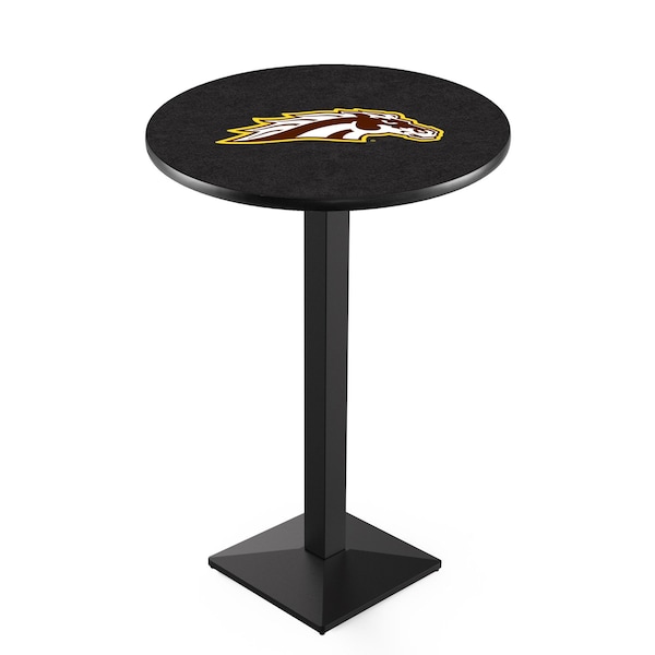 42" Blk Wrinkle Western Michigan Pub Table, 36" dia. Top