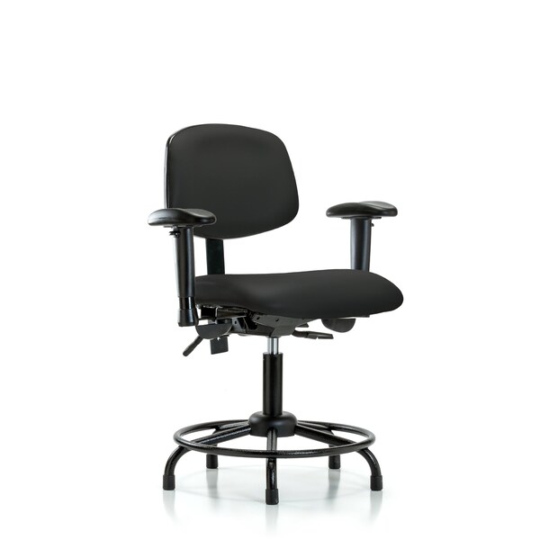Desk Chair Desk Chair, Vinyl, Chr Tilt Casters, Papr, Adjustable Arms, 18" to 23" Height, Vinyl, Black