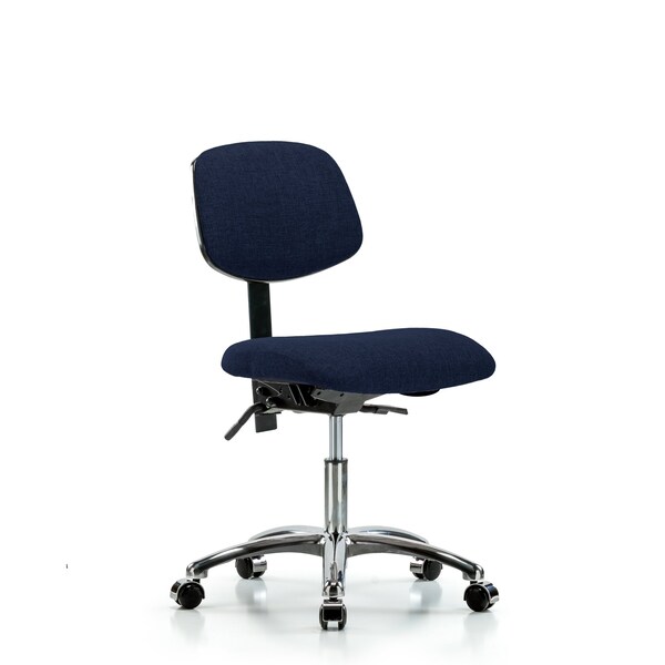 Desk Chair Desk Chair, Fabric, Chr Tilt Casters, Nav, No Arms, 19" to 24" Height, Fabric, Dark Blue