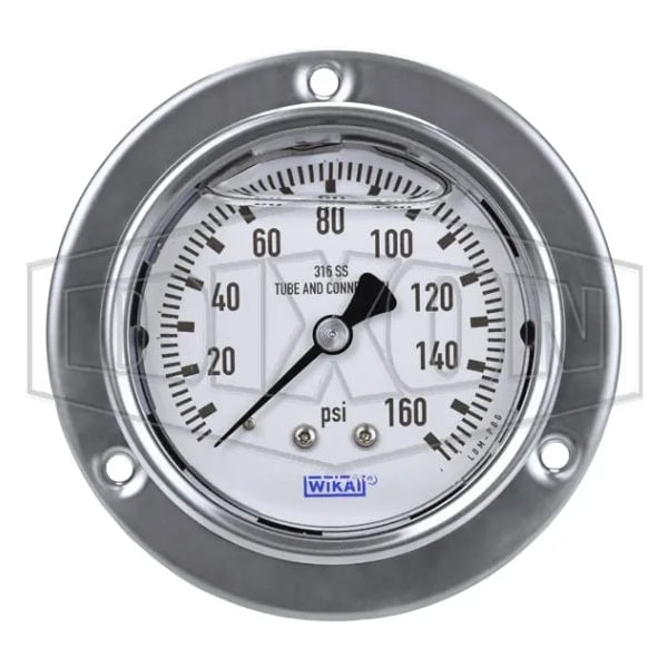 Panel Builder Gauge, 0 to 160 psi, 1/4 in Connection, 2-1/2 in Dial, +/- 2-1-2 %, Glycerin Liquid Fi