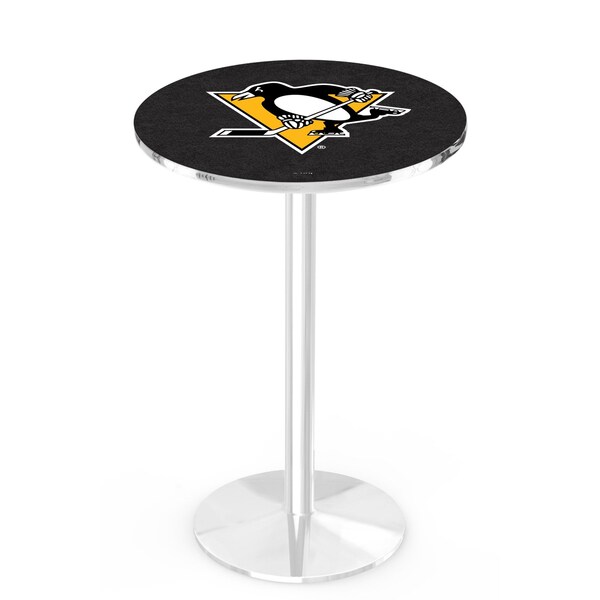 42" Chrome Pittsburgh Penguins Pub Table, 36" dia. Top