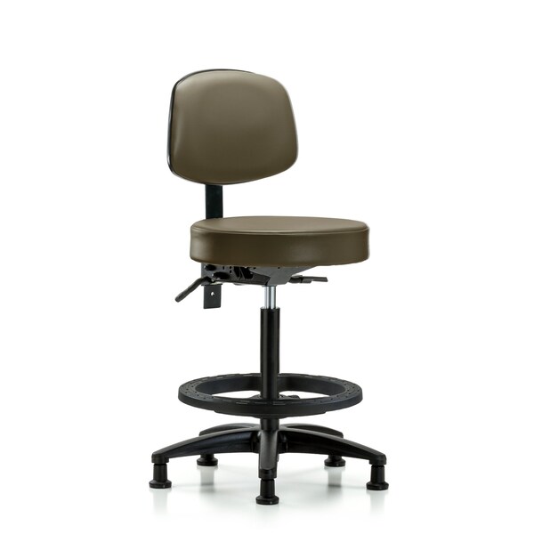 Vinyl Stool, Back, High Bench, Foot Ring, Glides, Royal