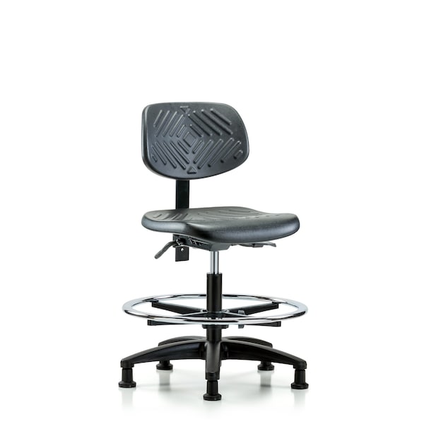 Chair, Poly, Med Bench, CF Glides, No Arms, 19-1/2" to 27-1/2" Height, Black; Blue