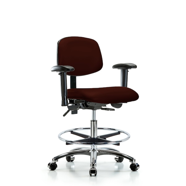 Chair, Vin, Med Bench, Chr AA CF Cast, Burg, 6-Way Adjustable, 22" to 29" Height, Burgundy