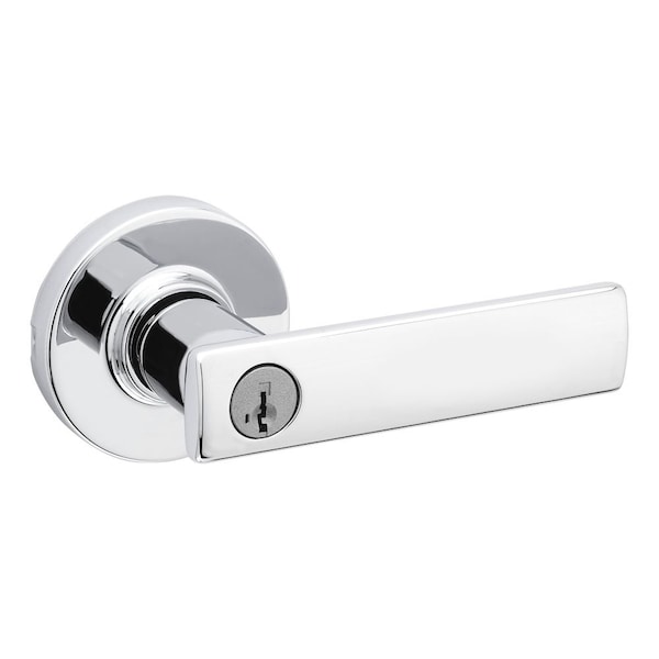 Breton Lever with Round Rose Entry Door Lock SmartKey with 6AL Latch and RCS Strike Bright Chrome Fi