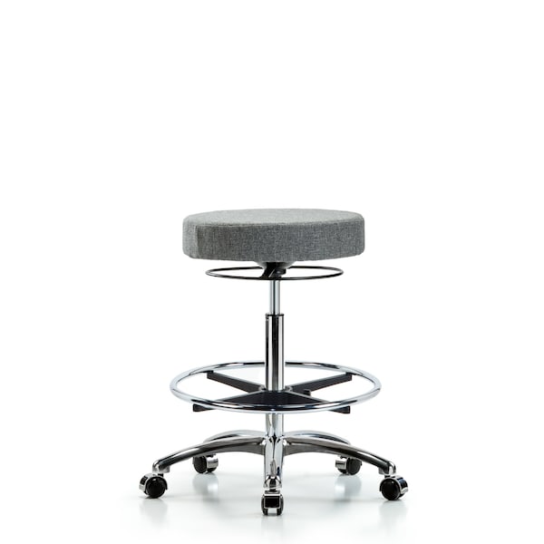 Bench Stool, Hi, Fabric, Chrom, CF, Cstr, Gry