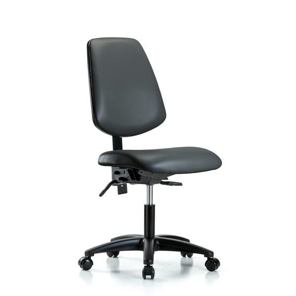 Vinyl Chair, Desk, Med Back, Tilt, Casters, Carbon