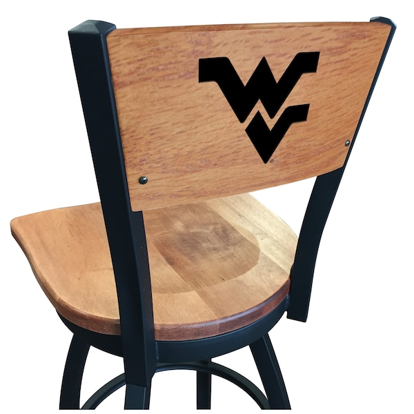 30" Blk Wrinkle West Virginia Swivel Bar Stool, Laser Engraved Back