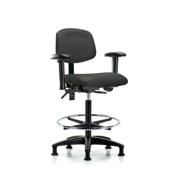Chair, Fab, Med Bench, Tilt BF Glides, Blu, 6-Way Adjustable, 26" to 35" Height, Charcoal