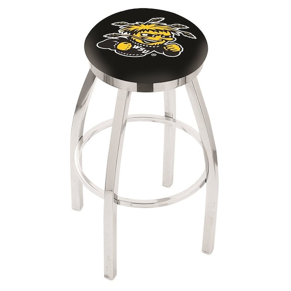 25" Chrome Wichita State Swivel Bar Stool, Accent Ring