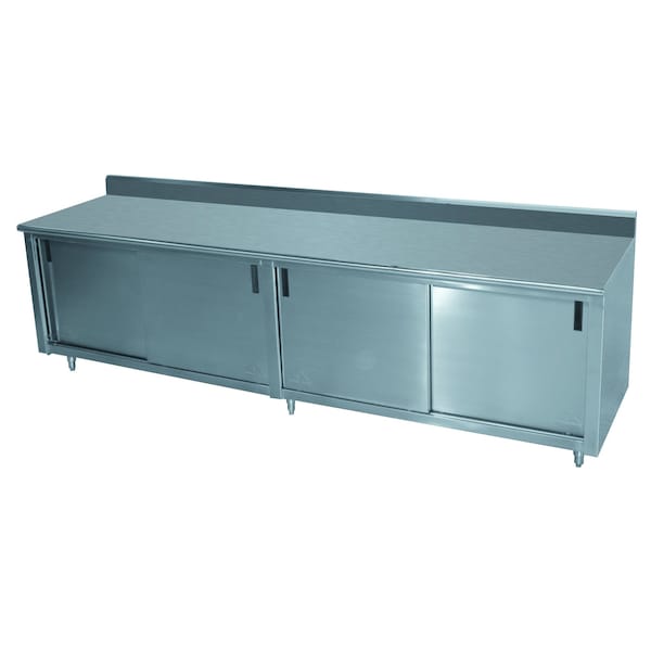 Work Table 96 in.W x 36 in.D cabinet base with mid-shelf & sliding doors