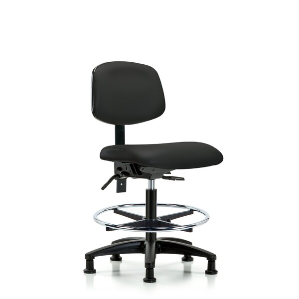 Chair, Vinyl, Med Bench, Tilt CF Glides, Blk, No Arms, 22" to 29" Height, Black