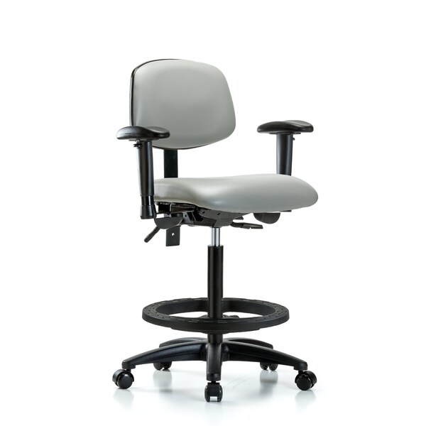 Chair, Poly, Med Bench, BF Casters, 6-Way Adjustable, 26" to 35" Height, Dove