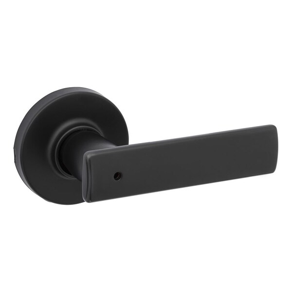 Breton Lever with Round Rose Privacy Door Lock with 6AL Latch and RCS Strike Iron Black Finish