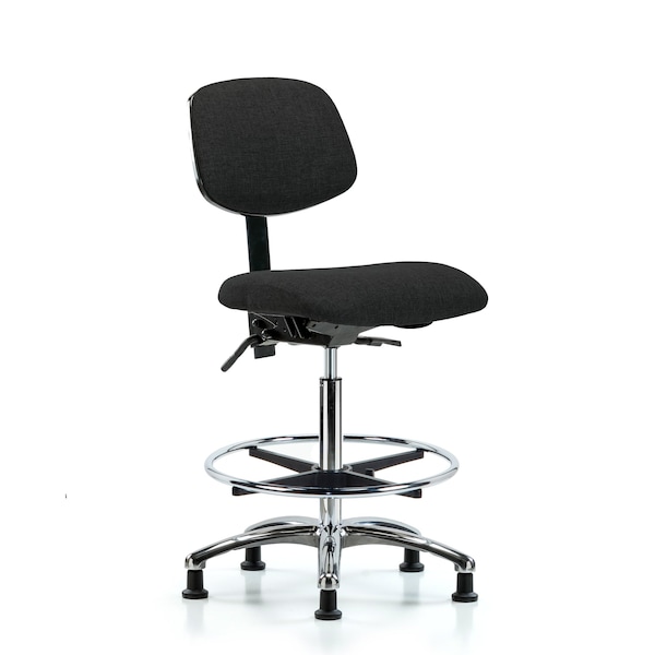 Chair, Fabric, Hi Bench, Chr CF Glides, Blk, No Arms, 26" to 35-1/2" Height, Black