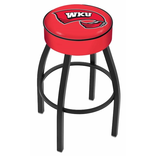 25" Western Kentucky Cushion Seat, Blk Wrinkle Base Swivel Bar Stool