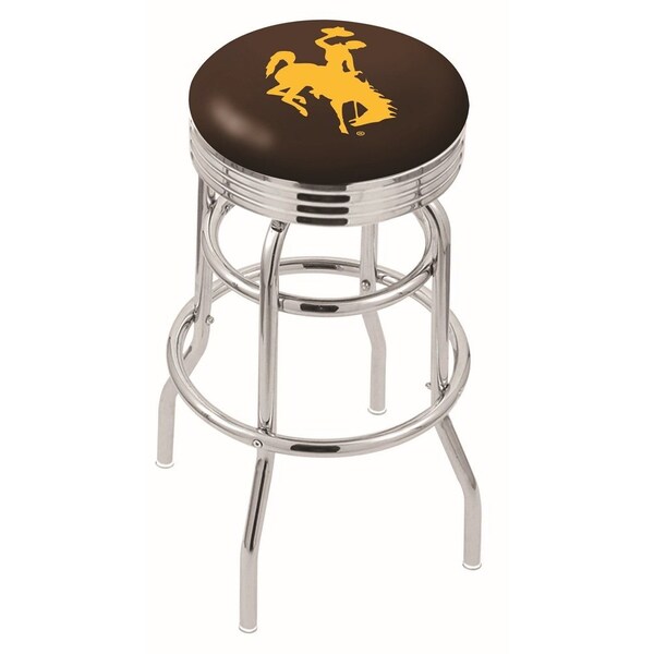 25" Chrome 2-Ring Wyoming Swivel Bar Stool, Accent Ring