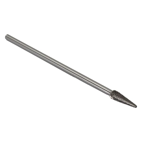 SL-3 3/8" X 1-1/16" 6" Long Shank Cone Radius End Carbide Bur 1/4" Shank