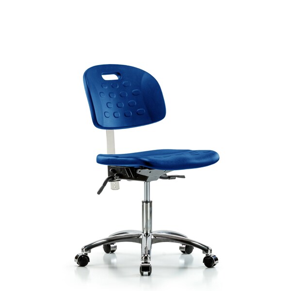 Poly Clean Room Chair, Desk, Casters, Blue