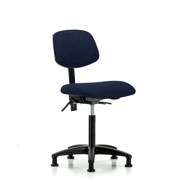 Chair, Fabric, Med Bench, Glides, Nav, No Arms, 22" to 29" Height, Dark Blue