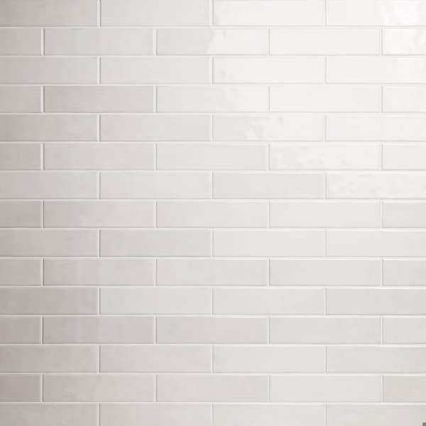 Renzo Dove 3" X 12" Glossy Ceramic White Wall Tile, PK22