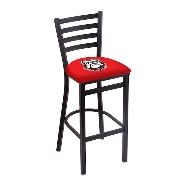 25" Blk Wrinkle Georgia "Bulldog" Stationary Counter Stool, Ladder Back