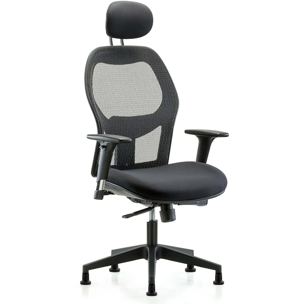 Executive Mesh Chair, Headrest, AA, Glides