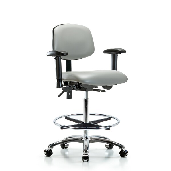 Chair, Vin, Hi Bench, Chr AA CF Casters, Dov, 6-Way Adjustable, 26" to 35-1/2" Height, Dove