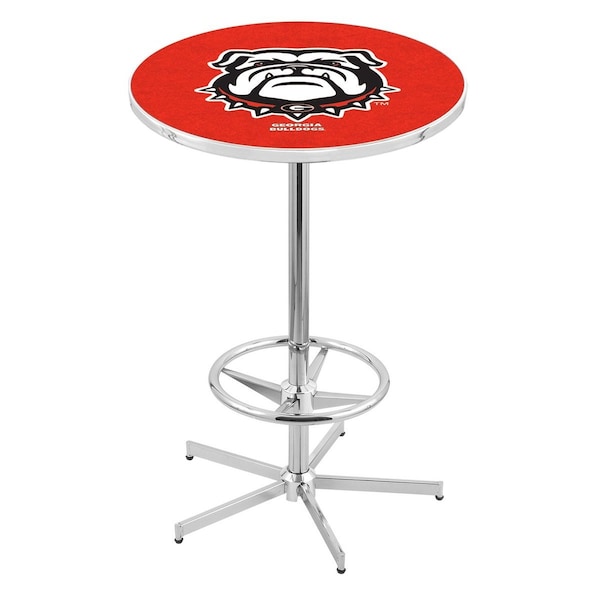 42" Chrome Georgia "Bulldog" Pub Table, 36" dia. Top