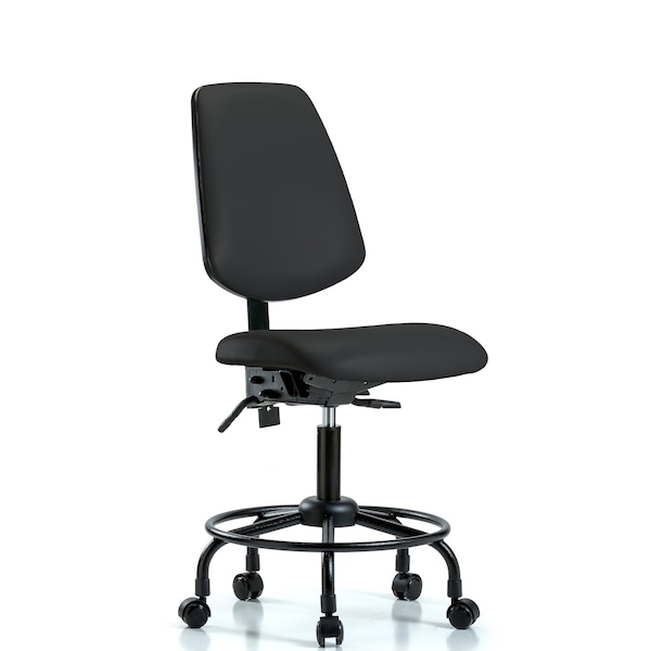Desk Chair No Arms, 21" to 26" Height, Vinyl, Black