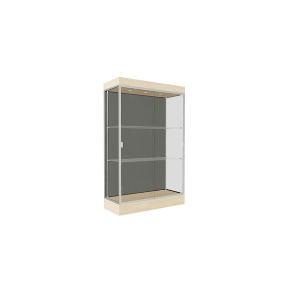 Lighted Floor Display Case 48x76x20, 6" Base, Satin