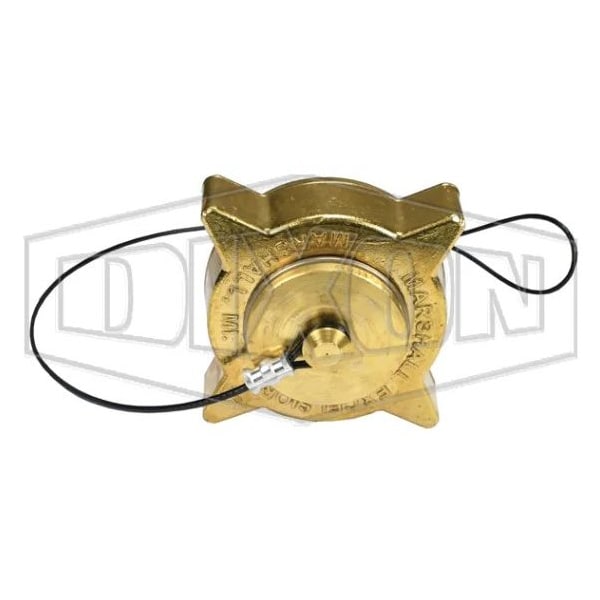 Hose Cap with Knob Plug, Ring and Chain, 3-1/4 in, Female ACME, Brass, Domestic