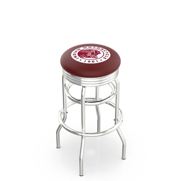 25" Chrome 2-Ring Indian Motorcycle Swivel Bar Stool, Accent Ring