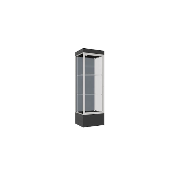 Lighted Floor Display Case 24x76x20, 12" Base, Satin