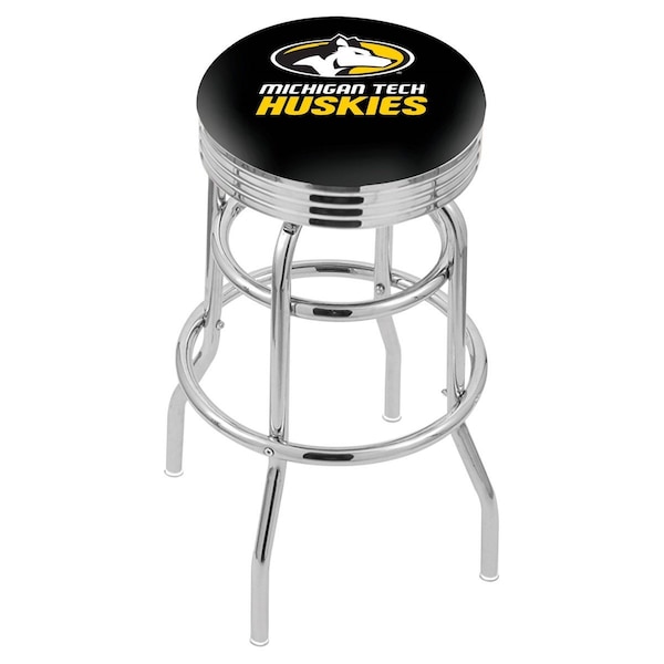 25" Chrome 2-Ring Michigan Tech Swivel Bar Stool, Accent Ring