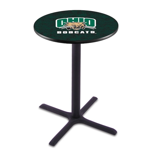 42" Blk Wrinkle Ohio University Pub Table, 36" dia. Top