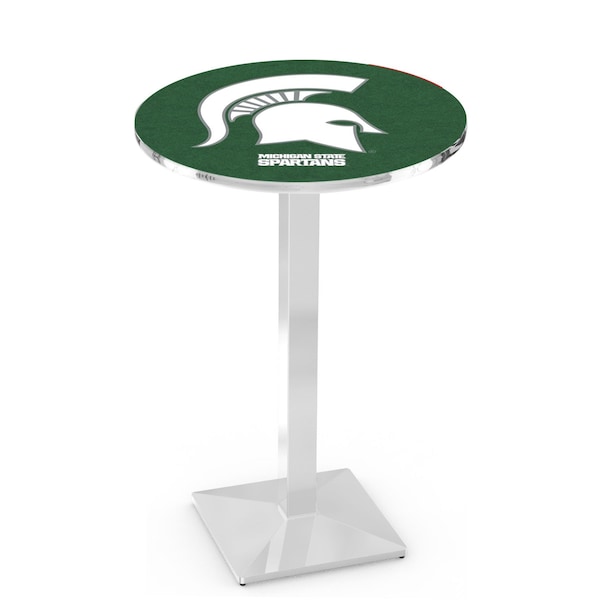 42" Chrome Michigan State Pub Table, 36" dia. Top