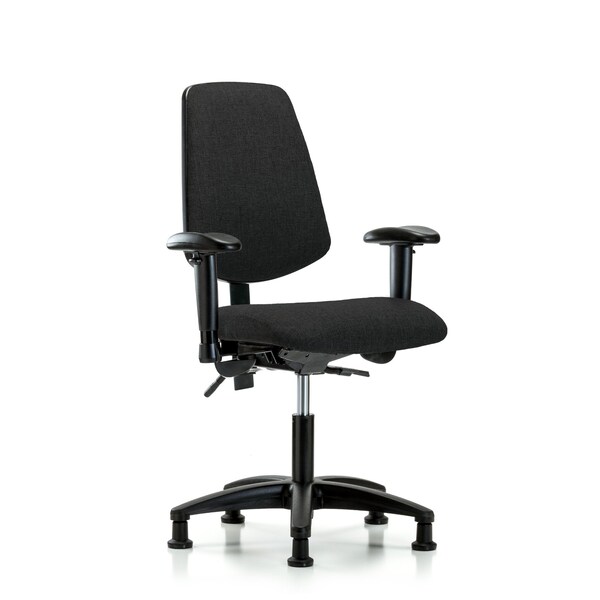 Desk Chair Fab Desk Chair, Med, Bk, Tilt AA Glds, Blk, Adjustable Arms, 19" to 24" Height, Fabric