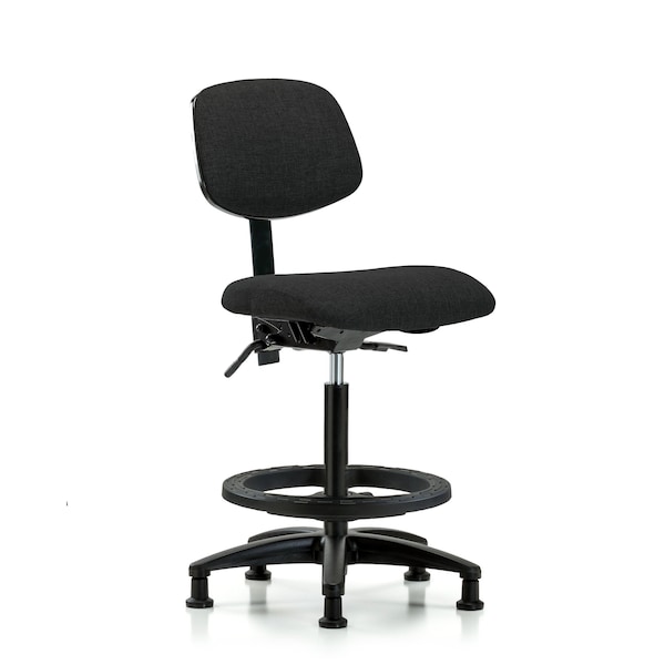 Chair, Fabric, Hi Bench, Tilt BF Glides, Blk, No Arms, 26" to 35-1/2" Height, Black