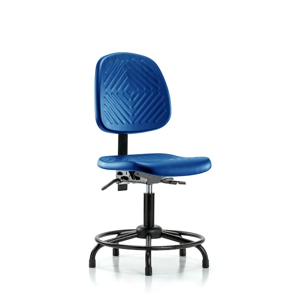Poly Chair, Round Tube Base, Desk, Med Back, Glides, Blue